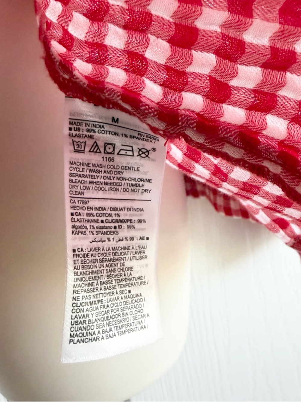 Old Navy Gingham Smocked Shoulder Poet Blouse - Picture 9 of 10
